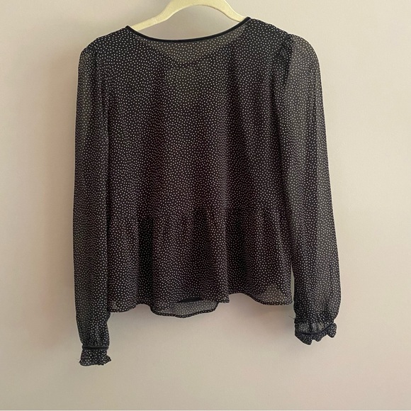 4️⃣for2️⃣0️⃣! LOFT Black and White Blouse Velvet Trim - Picture 4 of 9